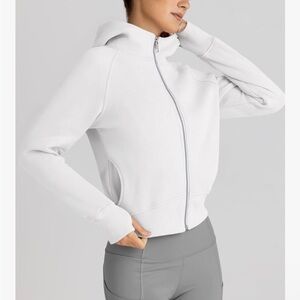 Women's White Zip-Up Cropped Hoodie NWOT